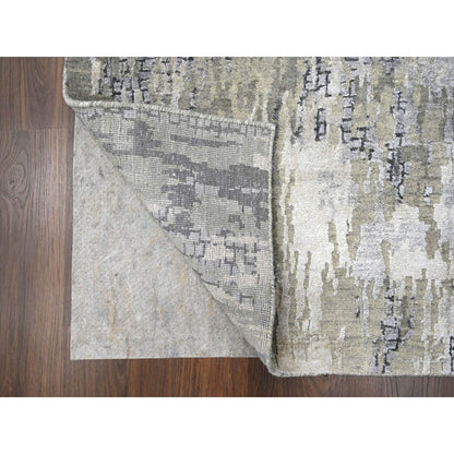 Modern and Contemporary Wool & Silk Hand Knotted Rug Grey No Border 2.9X22.3 -O084234