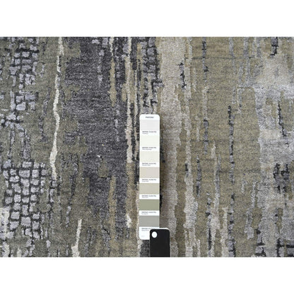 Modern and Contemporary Wool & Silk Hand Knotted Rug Grey No Border 2.9X22.3 -O084234