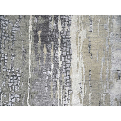 Modern and Contemporary Wool & Silk Hand Knotted Rug Grey No Border 2.9X22.3 -O084234