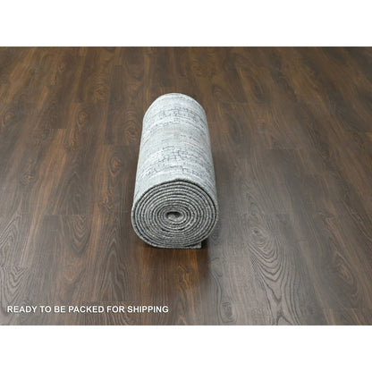 Modern and Contemporary Wool & Silk Hand Knotted Rug Grey No Border 2.9X22.3 -O084234