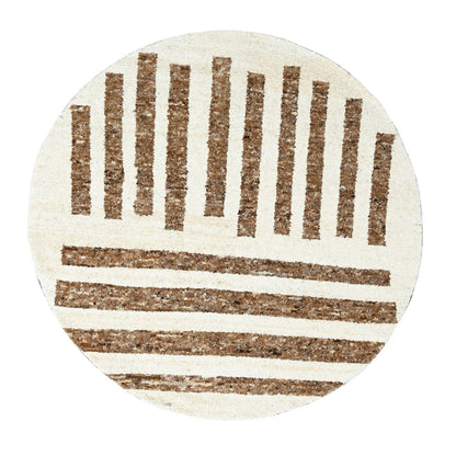 Modern and Contemporary Wool Hand Knotted Rug Brown No Border 8.0X8.0 -O084244