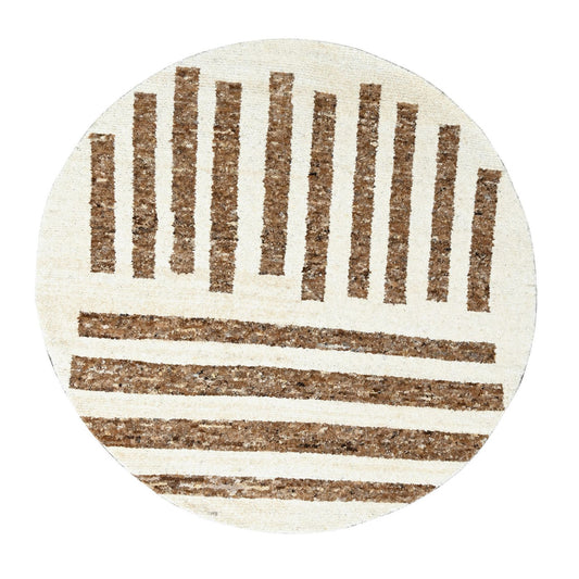 Modern and Contemporary Wool Hand Knotted Rug Brown No Border 8.0X8.0 -O084244