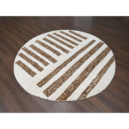 Modern and Contemporary Wool Hand Knotted Rug Brown No Border 8.0X8.0 -O084244
