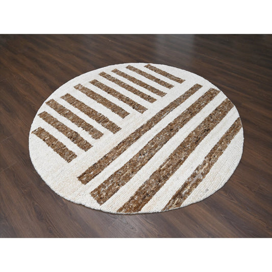Modern and Contemporary Wool Hand Knotted Rug Brown No Border 8.0X8.0 -O084244