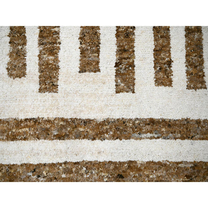 Modern and Contemporary Wool Hand Knotted Rug Brown No Border 8.0X8.0 -O084244