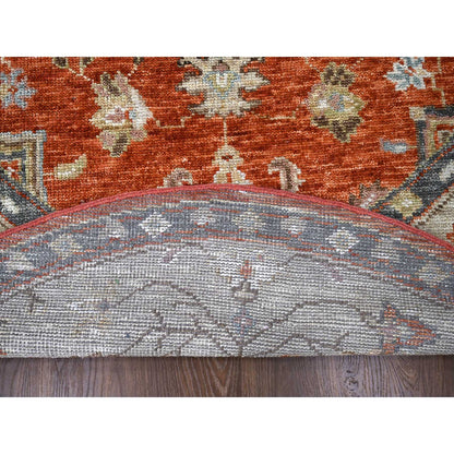 Oushak And Peshawar Wool Hand Knotted Rug Orange Taupe 8.0X8.0 -O084257