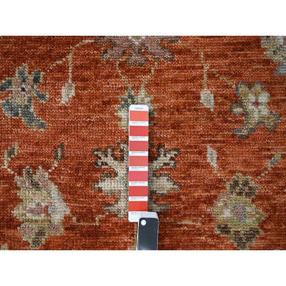 Oushak And Peshawar Wool Hand Knotted Rug Orange Taupe 8.0X8.0 -O084257