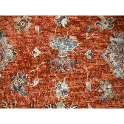Oushak And Peshawar Wool Hand Knotted Rug Orange Taupe 8.0X8.0 -O084257