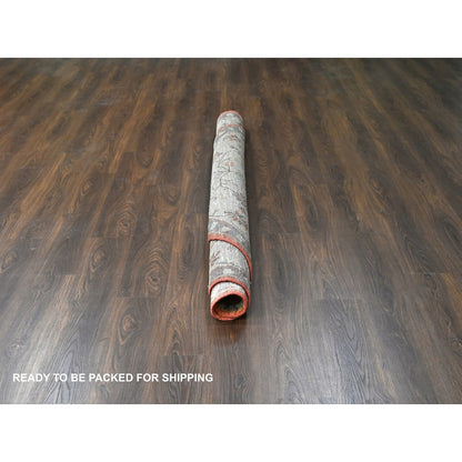 Oushak And Peshawar Wool Hand Knotted Rug Orange Taupe 8.0X8.0 -O084257