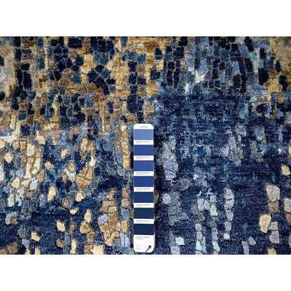Modern and Contemporary Wool & Silk Hand Knotted Rug Blue No Border 3.2X5.0 -O084259