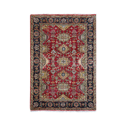 Heriz Wool Hand Knotted Rug Red Black 4.1X6.0 -O084261