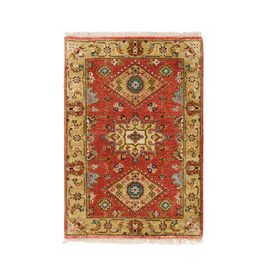 Heriz Wool Hand Knotted Rug Red Gold 2.0X3.0 -O084262