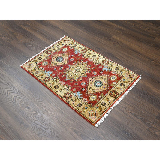 Heriz Wool Hand Knotted Rug Red Gold 2.0X3.0 -O084262