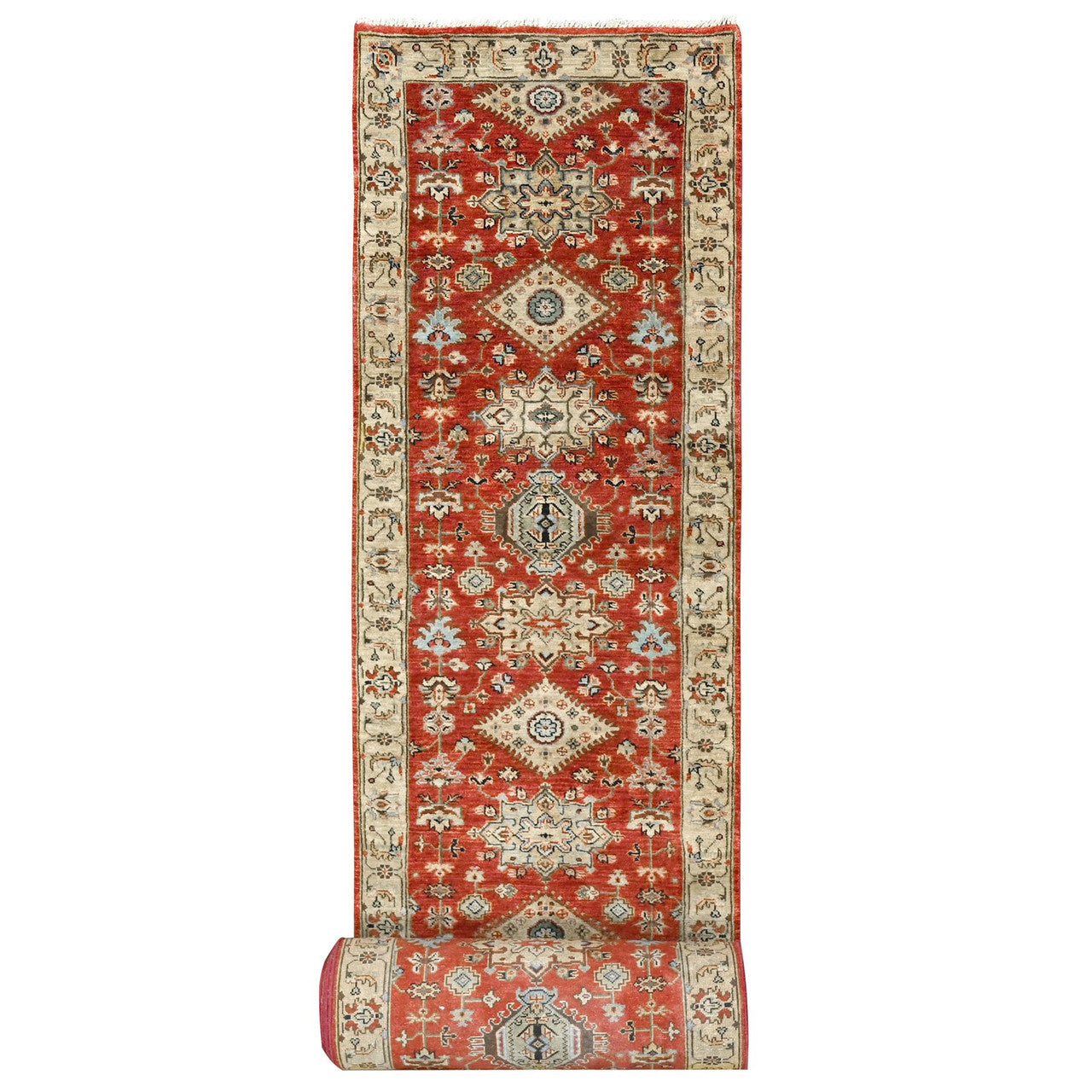 Red 2'10" x 24'9" Heriz Hand knotted Wool Rug - Sku: O084263