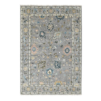 Oushak And Peshawar Wool Hand Knotted Rug Grey Gray 6.2X9.0 -O084267