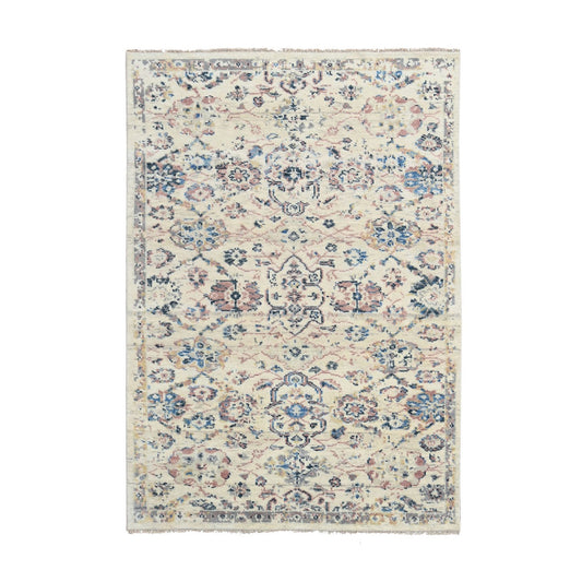 Oushak And Peshawar Wool Hand Knotted Rug Ivory No Border 5.10X8.10 -O084285