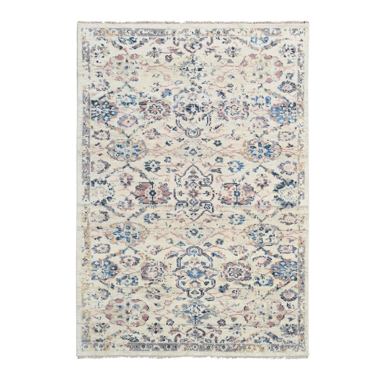 Ivory 6'0" x 9'0" Oushak And Peshawar Hand knotted Wool Rug - Sku: O084296
