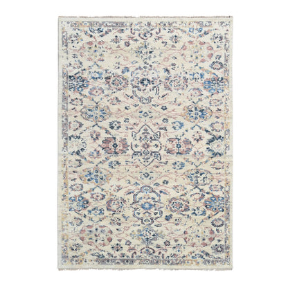 Oushak And Peshawar Wool Hand Knotted Rug Ivory No Border 6.0X9.0 -O084296