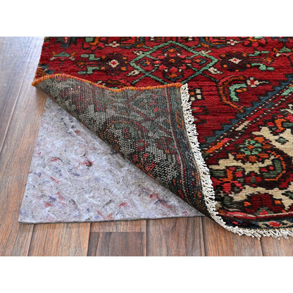 Overdyed & Vintage Wool Hand Knotted Rug Red 2.1x9.1 -O0842