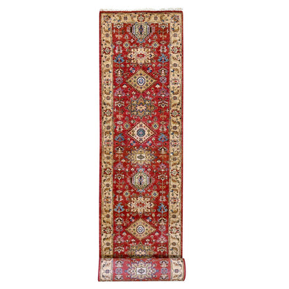 Heriz Wool Hand Knotted Rug Red Gold 2.8X17.10 -O084301