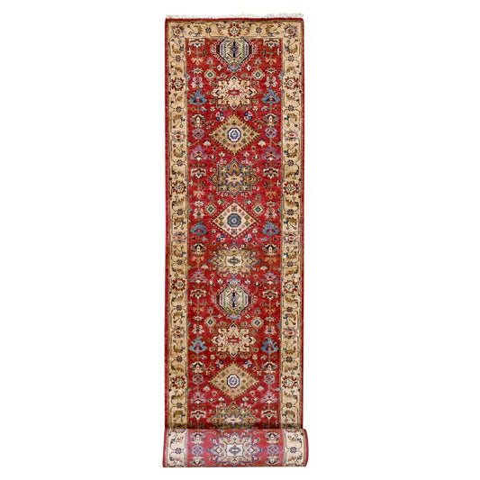 Heriz Wool Hand Knotted Rug Red Gold 2.8X17.10 -O084301
