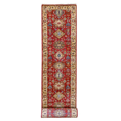 Heriz Wool Hand Knotted Rug Red Gold 2.8X17.10 -O084301
