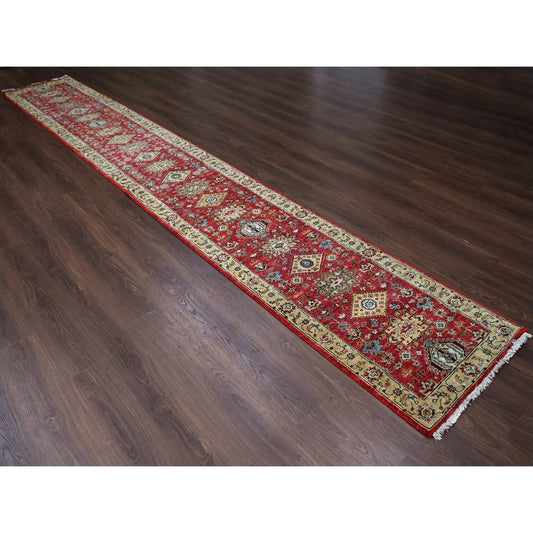 Heriz Wool Hand Knotted Rug Red Gold 2.8X17.10 -O084301