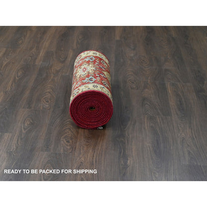 Heriz Wool Hand Knotted Rug Red Gold 2.8X17.10 -O084301