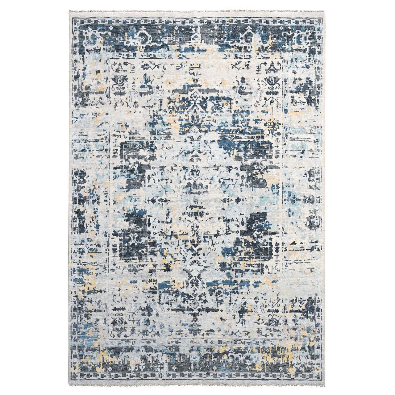 Ivory 8'10" x 12'0" Transitional Hand knotted Wool Rug - Sku: O084302