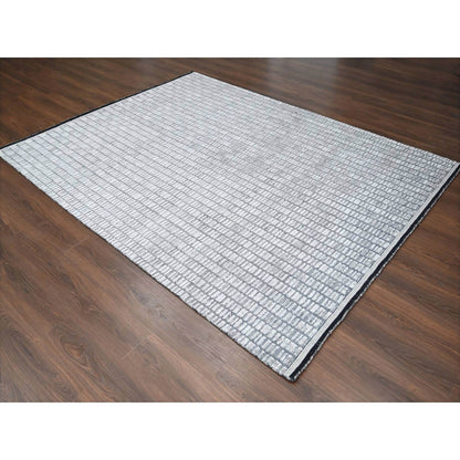 Modern and Contemporary Wool and Plant based Silk Hand Loomed Rug Grey No Border 7.10X10.0 -O084307