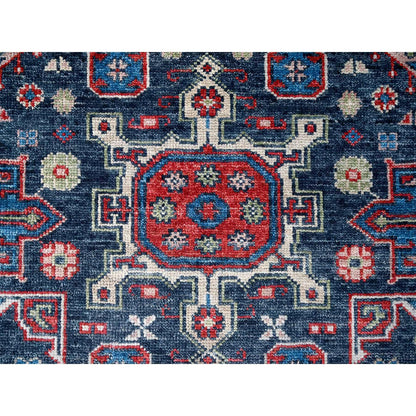 Heriz Wool Hand Knotted Rug Black Ivory 7.9X7.9 -O084319