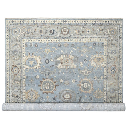 Oushak And Peshawar Wool Hand Knotted Rug Grey 11.9x14.10 -O084324