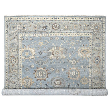 Oushak And Peshawar Wool Hand Knotted Rug Grey 11.9x14.10 -O084324