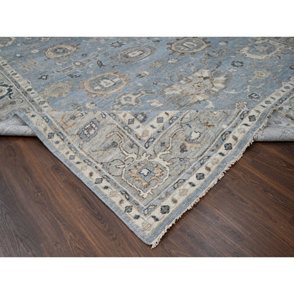 Oushak And Peshawar Wool Hand Knotted Rug Grey 11.9x14.10 -O084324