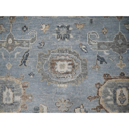 Oushak And Peshawar Wool Hand Knotted Rug Grey 11.9x14.10 -O084324