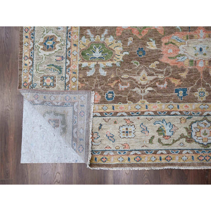 Oushak And Peshawar Wool Hand Knotted Rug Brown Beige 12.0X17.9 -O084327