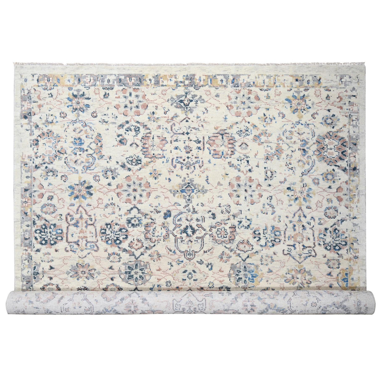 Ivory 12'1" x 14'9" Oushak And Peshawar Hand knotted Wool Rug - Sku: O084331