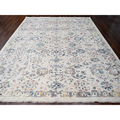 Oushak And Peshawar Wool Hand Knotted Rug Ivory No Border 12.1X14.9 -O084331