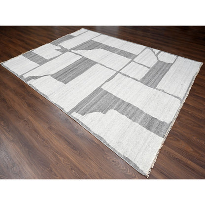 Modern and Contemporary Wool Hand Knotted Rug Grey No Border 9.0X11.8 -O084332