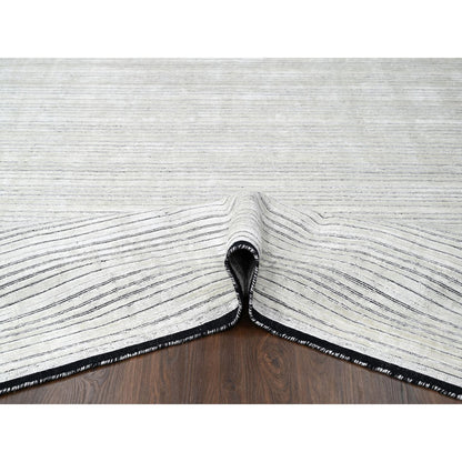 Modern and Contemporary Wool and Plant based Silk Hand Loomed Rug Ivory No Border 7.10X10.0 -O084334