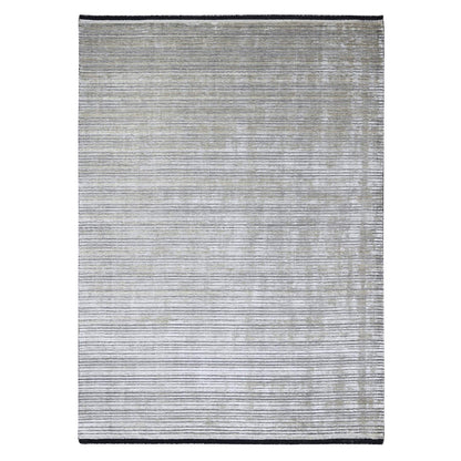 Modern and Contemporary Wool and Plant based Silk Hand Loomed Rug Brown No Border 9.1X12.1 -O084347