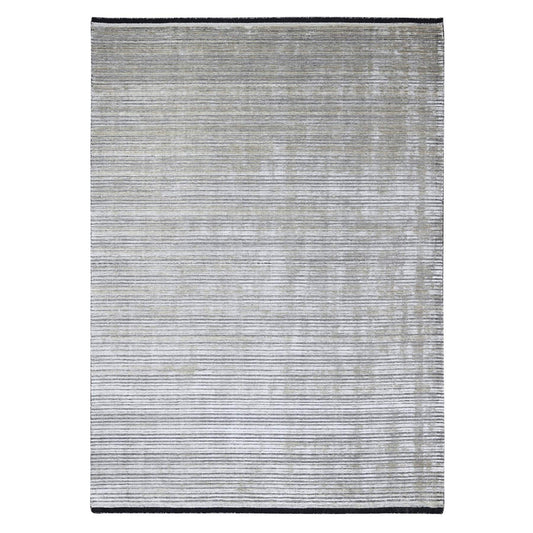 Modern and Contemporary Wool and Plant based Silk Hand Loomed Rug Brown No Border 9.1X12.1 -O084347