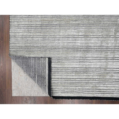 Modern and Contemporary Wool and Plant based Silk Hand Loomed Rug Brown No Border 9.1X12.1 -O084347