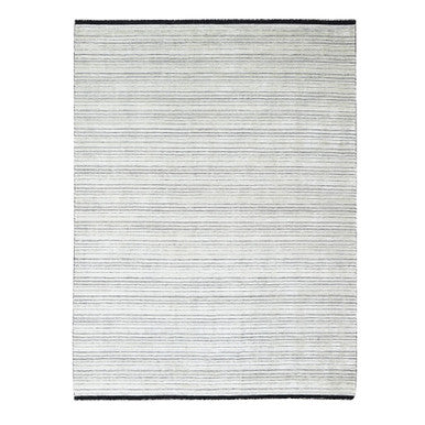 Modern and Contemporary Wool and Plant based Silk Hand Loomed Rug Ivory No Border 8.0X10.0 -O084349