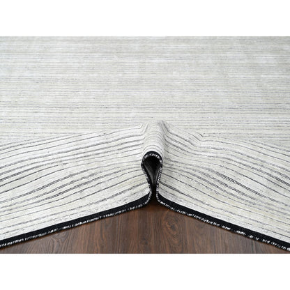 Modern and Contemporary Wool and Plant based Silk Hand Loomed Rug Ivory No Border 8.0X10.0 -O084349