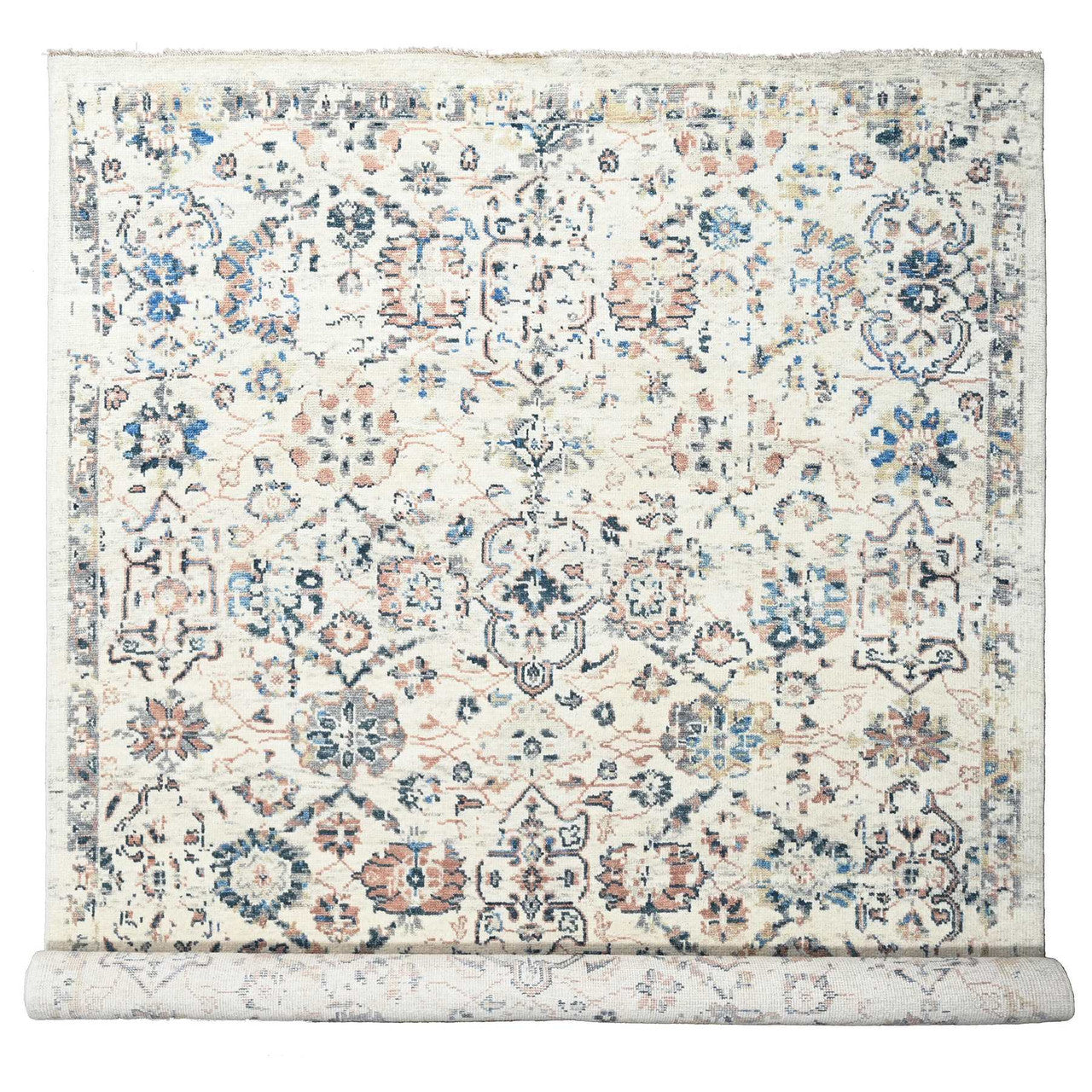 Oushak And Peshawar Wool Hand Knotted Rug Ivory No Border 9.9X14.0 -O084363
