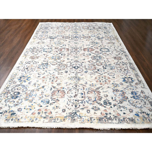 Oushak And Peshawar Wool Hand Knotted Rug Ivory No Border 9.9X14.0 -O084363