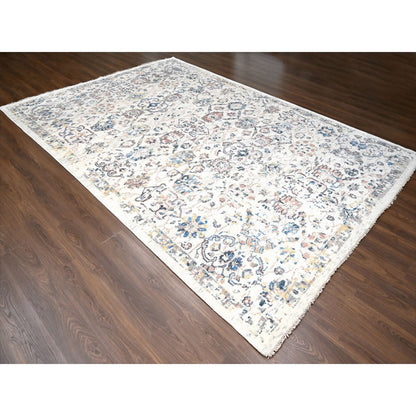 Oushak And Peshawar Wool Hand Knotted Rug Ivory No Border 9.9X14.0 -O084363