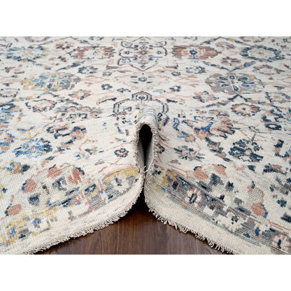 Oushak And Peshawar Wool Hand Knotted Rug Ivory No Border 9.9X14.0 -O084363