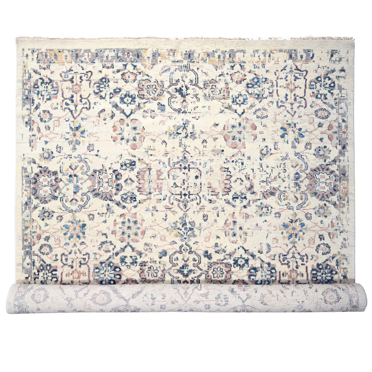 Ivory 11'10" x 17'8" Oushak And Peshawar Hand knotted Wool Rug - Sku: O084364